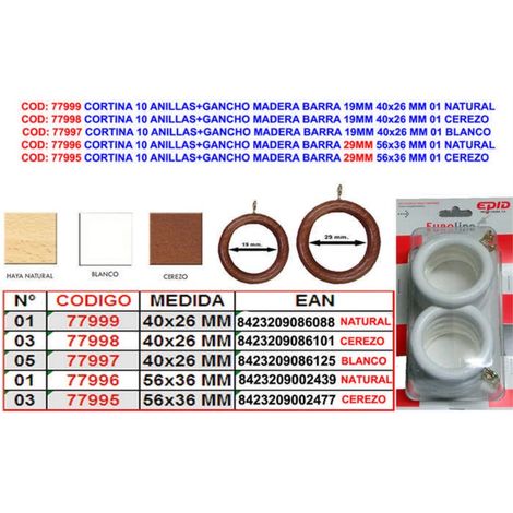 Vorhang 10 Ringe mit Holzhakenleiste 29 mm 56 x 36 mm 03 Kirsche
