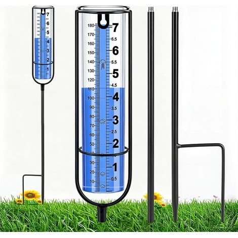 Pluviomètre extérieur 17,8 cm Double Graduation, Hauteur réglable, pluviomètre décoratif pour Jardin pelouse terrasse (1/5)