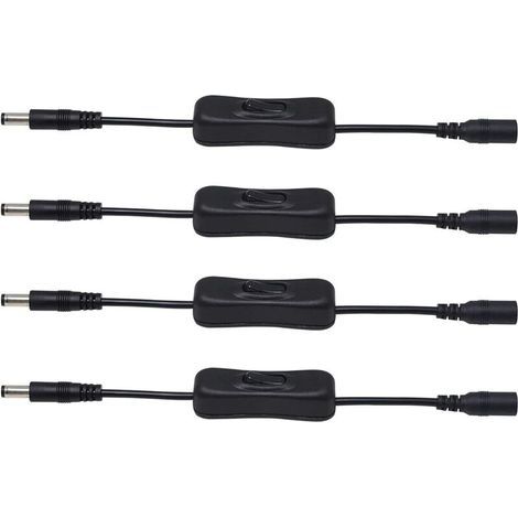 Set mit 4 DC-Verlängerungskabeln 5,5 x 2,5 mm – mit Ein-/Ausschalter – für LED-, CCTV- und Kameras (1/5)