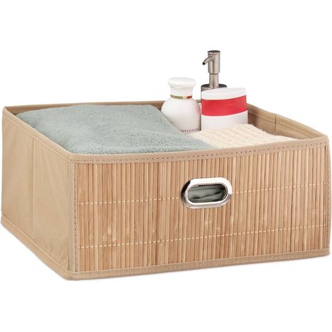 Cesta de almacenamiento de bambú plana