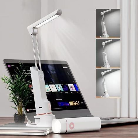 FULEADTURE Lampe de bureau pliable à LED avec fonction lampe torche, lampe d'étude protégeant les yeux, gradation à trois niveaux, 2000mAh. (1/5)