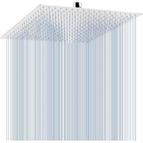 Regenbrause 40.5cm Quadrat Edelstahl Hochdruck Duschkopf Chrom Wand/Decke (1/5)