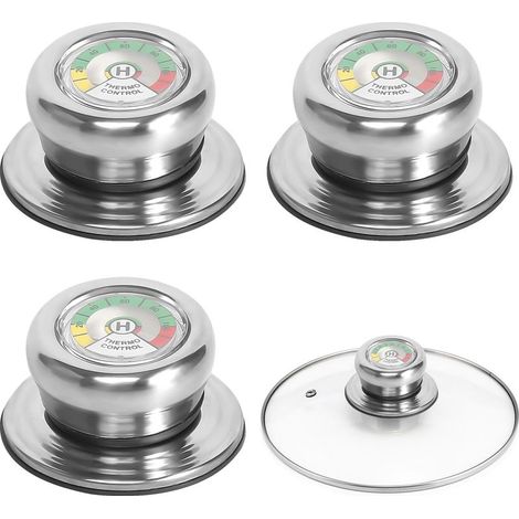 3 Pièces Boutons de Couvercle de Casserole avec Thermomètre Poignée de Couvercle en Verre Boutons de Couvercle de Pot Poignée Couvercle Casserole Bouton de Couvercle de Casserole pour Poêle Marmite (1/5)