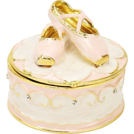 Schmuckkästchen in Form eines Ballettschuhs, verziert mit Strasssteinen, exquisite Schmuckschatulle für Ringe und Accessoires, kostbares Kompaktetui. (1/5)