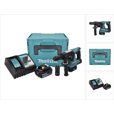 Martillo perforador a batería Makita DHR 243 RG1J 18 V 2,0 J SDS plus sin escobillas + 1 batería de 6,0 Ah + cargador + Makpac