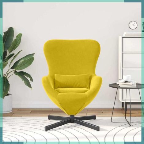 Fauteuil œuf - 42002763 - Jaune - Velours - 63 x 73 x 90 cm (1/5)