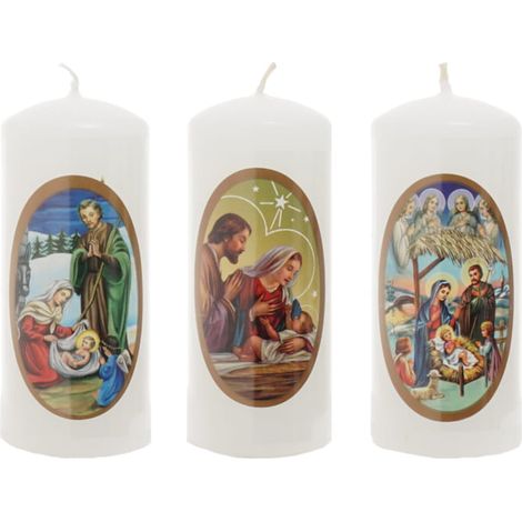 Piccola candela decorativa per la vigilia di Natale con grafica festiva (1/4)