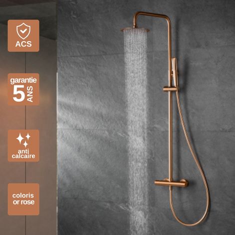 Colonne de Douche avec Mitigeur Thermostatique or rose cuivré anti-calcaire - Design Moderne - NAPOLES IMEX (1/5)