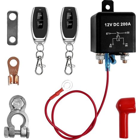 12V battery disconnect switch, DC 12V 200A remote control battery disconnect switch, with remote control, battery disconnect switch for cars and boats, battery disconnect switch (1/5)