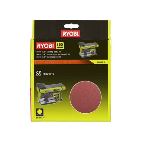 Ryobi SD150A10 Set mit 10 Schleifscheiben, 150 mm, selbstklebende Körnung 80, Schleifgerät RBDS4601