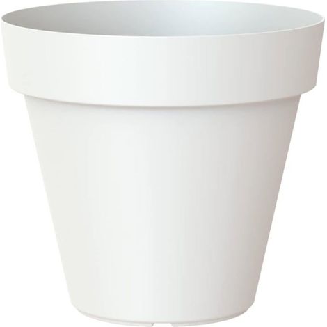 Vase rond Capri 60 cm blanc Design classique en matériaux recyclés avec soucoupe Décoration intérieure et extérieure (1/3)