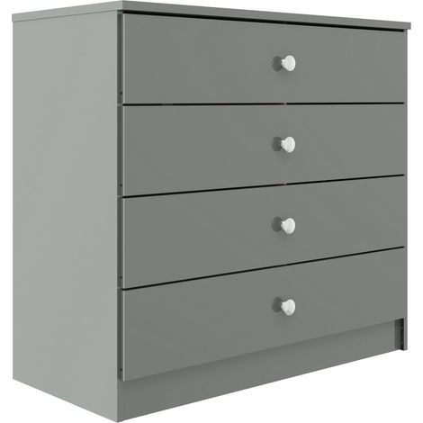 Denver 4 Drawer Chest of Drawers - L36 x W70 x H75 cm - Grey Gloss