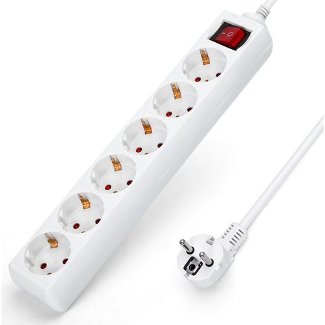 REGLETA ALEMANA DE 6 VIAS CON INTE. 1.5M 3G 1.5MM BLANCA - ALPHA (1/5)