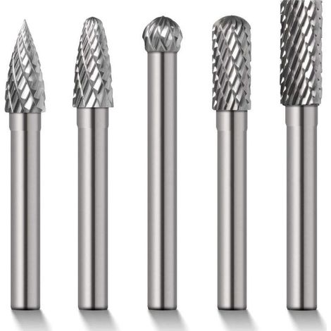 5 Mèches/Fraises de 8 mm en carbure de tungstène rotatif Tige cylindrique en Meule à matrice 6 mm Tige de mèches BI044 (1/5)