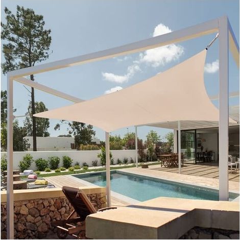 Quadratisches Polyester-Segelmarkise 5 x 5 x 5 Meter, beige 165 gr/m2 UV für den Garten