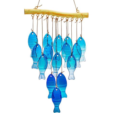 1 Carillon éolien,poisson en verre,cadre en fer,résistant aux intempéries,jardin,terrasse,porche,balcon
