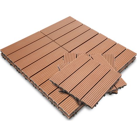 Wolketon Terrassenfliesen Klickfliesen 44 Stück (4m²) in Holzoptik, WPC Fliese, 30 x 30cm, Braun