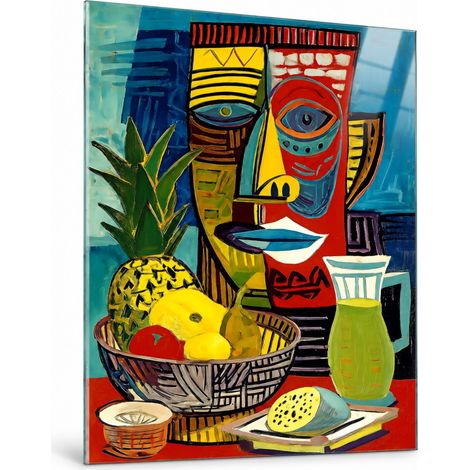 Lupia Quadro Astratto su Vetro 60x80 cm MASCHERA TROPICALE da Parete (1/4)
