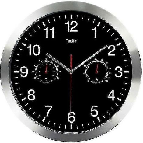 Horloge murale silencieuse simulant un thermomètre et un hygromètre (1/5)