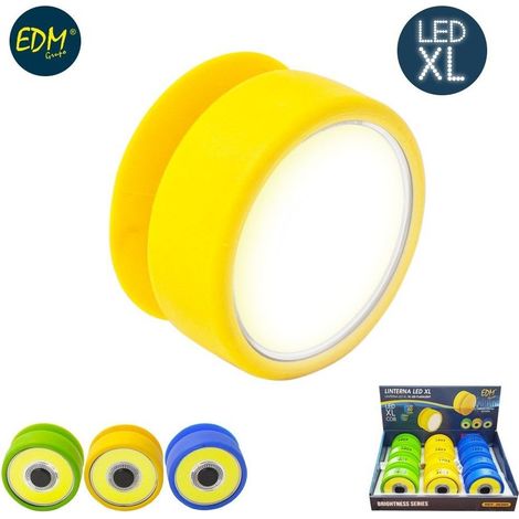 Torcia LED Cob 2W con calamita e ventosa. 3xAAA (pile incluse). Resistente agli schizzi IP30. EDM