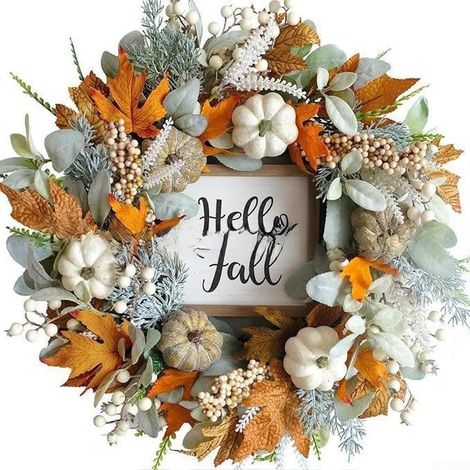 Couronne Citrouille 45cm pour feuilles Érable Couronne Citrouille