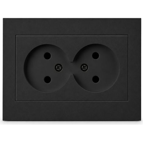Prise faible profondeur double encastrable 80 mm 16A noir