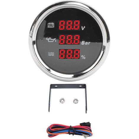 Combiné Numérique 52mm Toivize 810-00349 IP67 Acier Inox Rétroéclairage Rouge Tension Pression Huile Niveau Eau (1/5)