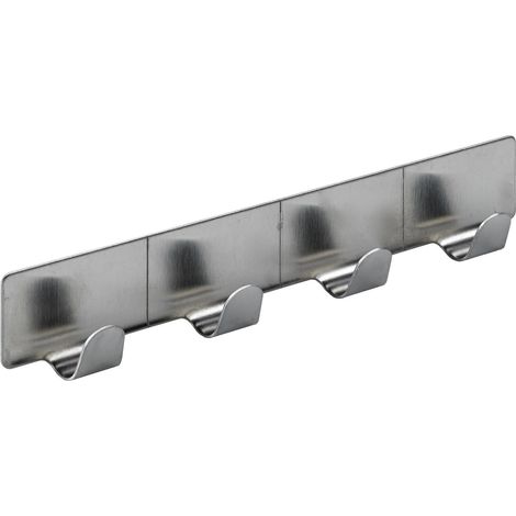 Hettich Hakenleiste selbstklebend 4 Haken Stahl Edelstahl Optik Hakenleisten