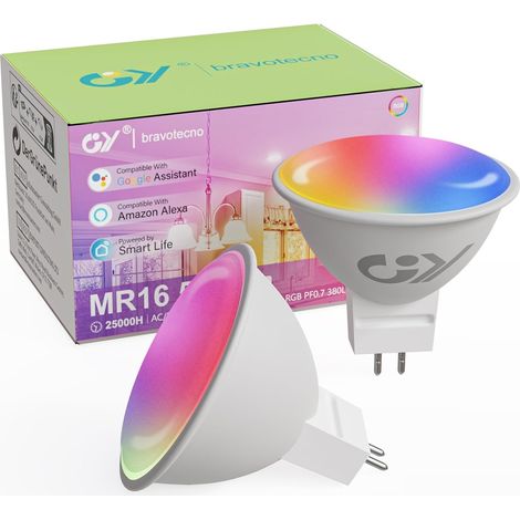 Lot de 2 Spots RGBW WIFI Bluetooth Smart Encastrables Led Dimmable, 9W, 760 lumen, 230V, Interrupteur tactile,éclairage plafond encastré pour Cuisine, exposition,Salon, Couloir, bars,Galerie (1/5)
