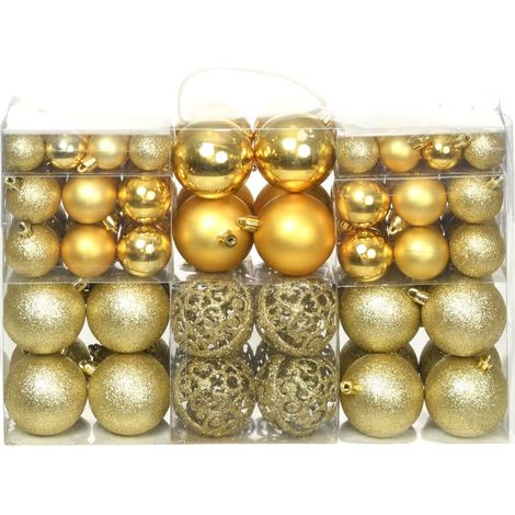 100 Piece Christmas Ball Set 3/4/6 cm Gold vidaXL