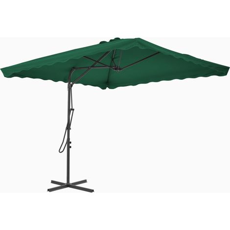 Parasol d'extérieur déporté avec mât en acier 250x250 Vert (1/5)