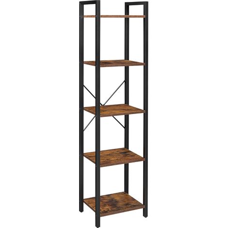 Vasagle – Bibliothèque industrielle 5 niveaux – Acier et aggloméré – Dimensions 40 x 30 x 153 cm – Charge max 50 kg – Dispositif anti-basculement – LLS100B01