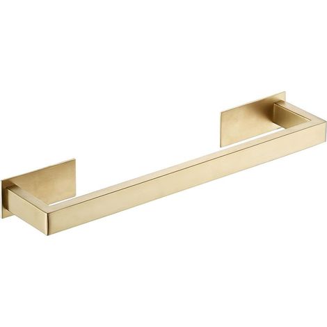(35,5 cm)Porte-Serviettes Autocollant en Acier Inoxydable pour Salle de Bain avec Barre Simple Motif carré Doré brossé (1/5)