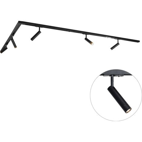 Modern Track Lighting System with 5 Black Spotlights 1-Phase - Iconic Ivy