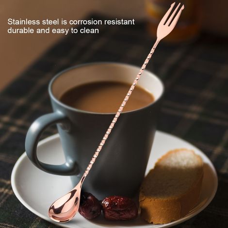 Stück Cocktaillöffel aus Edelstahl, Getränke- und Kaffeemischwerkzeug mit langem Griff (Nr. 2) (1/5)