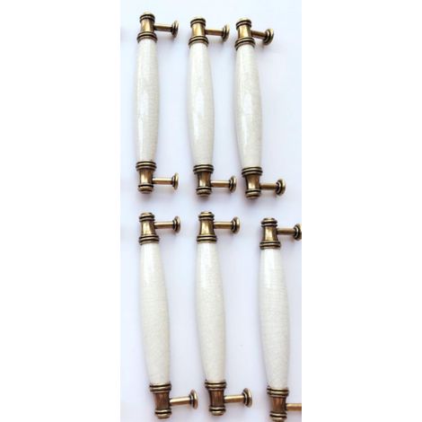 Lntyq Türgriff mit Bügel, T-Griff für Küchentüren, Schrankschubladen, Schlafzimmermöbelgriffe, Keramik, Lochabstand 128 mm (1/3)