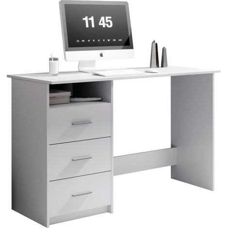 Scrivania Bianca con 3 Cassetti 123x50 cm Ufficio Studio Moderno