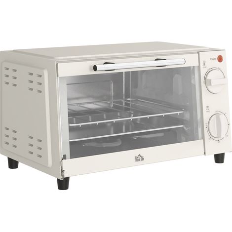 Mini Four avec plaque de cuisson grille 100°C 230°C température et temps réglables crème 9L Blanc (1/4)