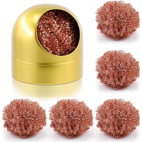 6-teiliges Set zur Reinigung von Goldlötspitzen, inklusive Reinigungsdraht für Lötspitzen, Messingspulenhalter-Schwamm und Kugelgehäusehalter mit 5 Messingdrahtreinigern. (1/5)