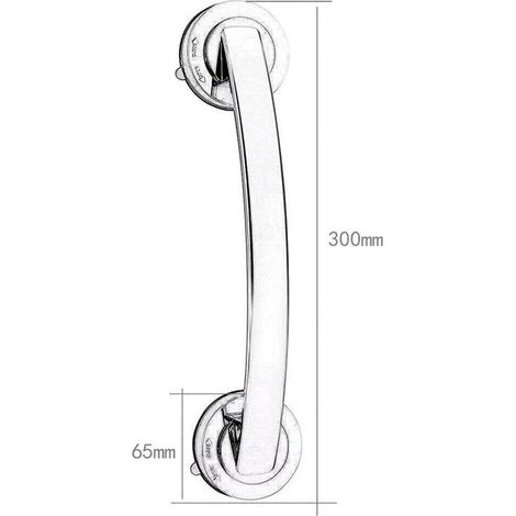 Haltegriff mit Saugnapf für Bad und Dusche, stabile Unterstützung für Dusche und Badewanne, 30 cm, Silber (1/4)