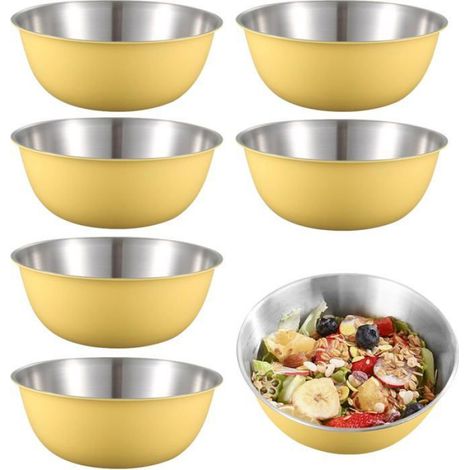 Lot de 6 Bols, Acier inoxydable, Diamètre 17 cm, Lave-vaisselle, Saladier,, Snacks. (1/5)