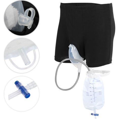 Sac collecteur d'urine masculin lavable avec entonnoir en silicone et tube de drainage (1/5)