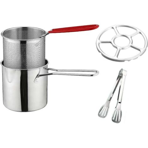 Sartén pequeña con mango, cesta para freír con colador, para freír patatas fritas. [CO] (1/4)