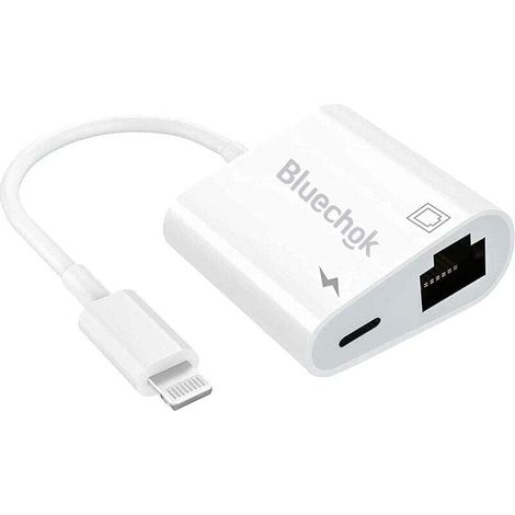 Adaptador Ethernet Ulisem Lightning a RJ45 con carga para iPhone/iPad, adaptador de teléfono Ethernet, admite alta velocidad de 10/100 Mbps, requiere iOS 10.3.3 o superior. (1/4)
