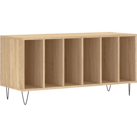 Mobiletto porta dischi in vinile dal design industriale pratico e funzionale dimensioni 100 x 38 x 48 cm realizzato in legno composito di rovere Sonoma. Codice articolo: 020049149