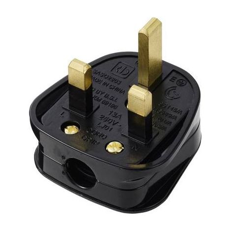 SYGONIX SY-7279830 FICHE ÉLECTRIQUE MÂLE AVEC TERRE PLASTIQUE 250 V/AC NOIR