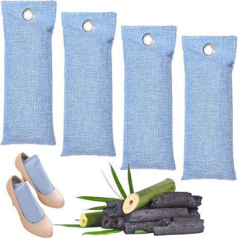 4 pcs sac désodorisant au charbon de bambou naturel. Absorbe les odeurs des chaussures et purifie l'air. (1/5)