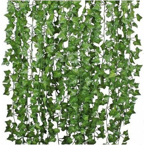 12 feuilles de lierre artificielles 2,2 mètres plante vigne suspendue faux bougainvillier mariage mur vert (1/4)