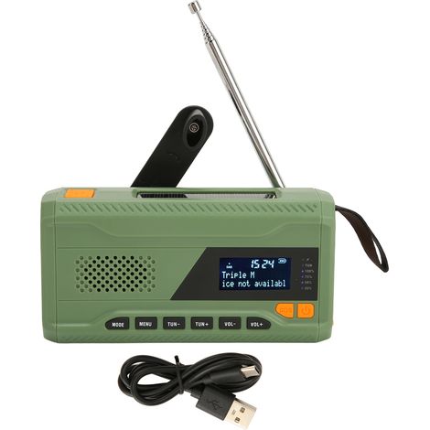 Radio Solaire à Manivelle avec Écran LCD, 3 Modes de Charge, DAB FM Bluetooth, Radio Météo Portable pour Urgences et Voyages en Plein Air (1/5)