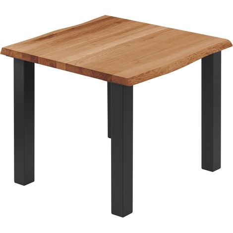 LAMO Manufaktur Esstisch Küchentisch, mit Baumkante 60x60x76 cm (AxBxH), Classic, Dunkel / Schwarz, LBB-01-A-004-9005Cl (1/5)